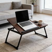 Table de lit réglable pour ordinateur portable - Pliable et portable avec plateau inclinable et porte-gobelet pour lit, canapé, maison, bureau