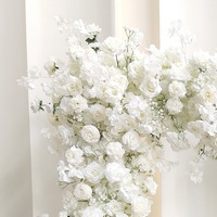 NINI Arche de fleurs blanches de luxe pour scène de mariage, arrangement floral en vinyle durable et écologique, 6-8 pieds, pour banquets, fêtes et événements