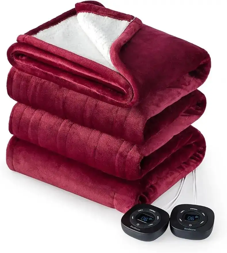 10 ısı ayarları ile elektrikli battaniye kral boyutu 8 saat zamanlayıcı otomatik kapanma