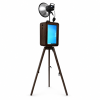 Draagbare retro houten fotohokje met dubbelzijdig touchscreen, compatibel met iPad en DSLR voor bruiloften en feesten
