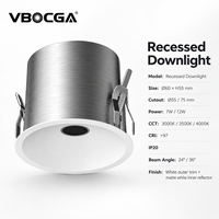 Spot LED Encastrable Moderne 7W 12W en Aluminium COB, Découpe 55mm 75mm, pour Maison, Bureau, Hôtel, Villa
