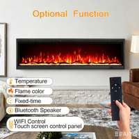 Cheminée électrique intelligente murale de 72 pouces, 1500W, 12 couleurs de flammes LED, télécommande, bûches et cristaux, pour salon ou hôtel