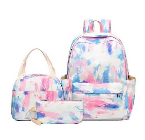 Penjualan terlaris ransel sekolah Set Tie Dye ransel tahan air tas sekolah