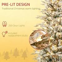 Sapins de Noël artificiels floqués de haute qualité de 1,80 m avec branches enneigées, lumières LED jaunes chaudes, ouverture automatique, en PVC