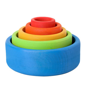 Montessori Spielzeug Wooden Stacking rainbow Bowl Juguetes Para Los Ninos Other Educational Building Stack Classic Toys for Kids - Product Image 2