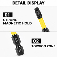 Embout Torx T25 en acier allié S2, antidérapant, résistant aux chocs, magnétique puissant, pour tournevis électriques et tournevis pneumatiques