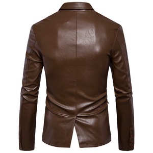 Chaqueta de Cuero para Hombre, Talla Grande, Cuello Polo, Corte Ajustado, Chaqueta de Cuero PU para Motocicleta, Otoño e Invierno - Product Image 2