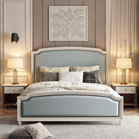 Lit de Luxe Crème Style Européen Moderne, Lit Double 2m en Bois Massif Américain, Lit de Princesse pour Chambre Parentale