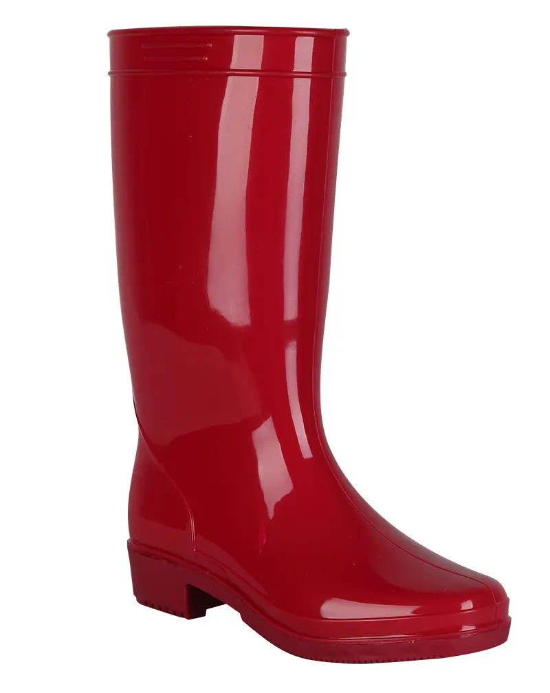 OEM women pvc transparent color horse riding high heel gumboots rain boots