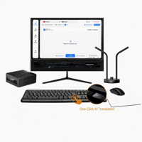Conjunto de Monitor de Doble Pantalla de 27 Pulgadas y Mini PC con Software de Traducción de Idiomas en Tiempo Real con IA para Reuniones en Cara a Cara y Recepción en Hoteles