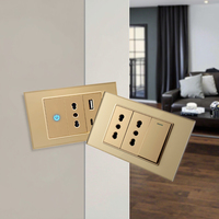Standard italien 20W Smart Type C Prise USB charge rapide Double prise murale USB 3 + 3 + 6 Configuration 16A IP44 SDK industriel