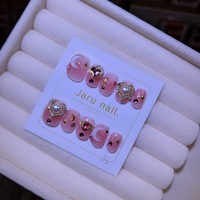 [Usagi Tsukino] 45 Uñas Postizas de Estilo Marinero de Alta Gama, Diseño Estudiantil, con Pedrería Desmontable, de Presión