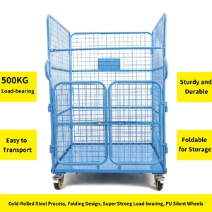 Personnalisation disponible <span class=keywords><strong>Cage</strong></span> de rouleau de fil de stockage en acier pliable robuste voiture à cadre en fer pliable avec roues - Product Image 3