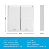 Interrupteur sans fil Zemismart 4 Gang Tuya Zigbee, alimentation par batterie, autocollant, application Smart Life, contrôle des scènes, contrôle des appareils domestiques