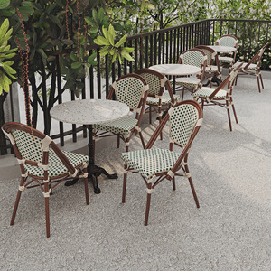 Set di sedie da tavolo da caffè all'aperto in stile francese per negozio di tè al latte negozio di Dessert ristorante occidentale Internet mobili per il tempo libero celebrità - Product Image 1