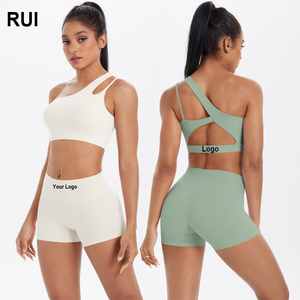 RUIQUWIN Custom Reversible Solid Activewear One Shoulder Yoga <b>Bra</b> 4 Piece Yoga Workout Set Workout Gym Athletic Sets - Product Image 1