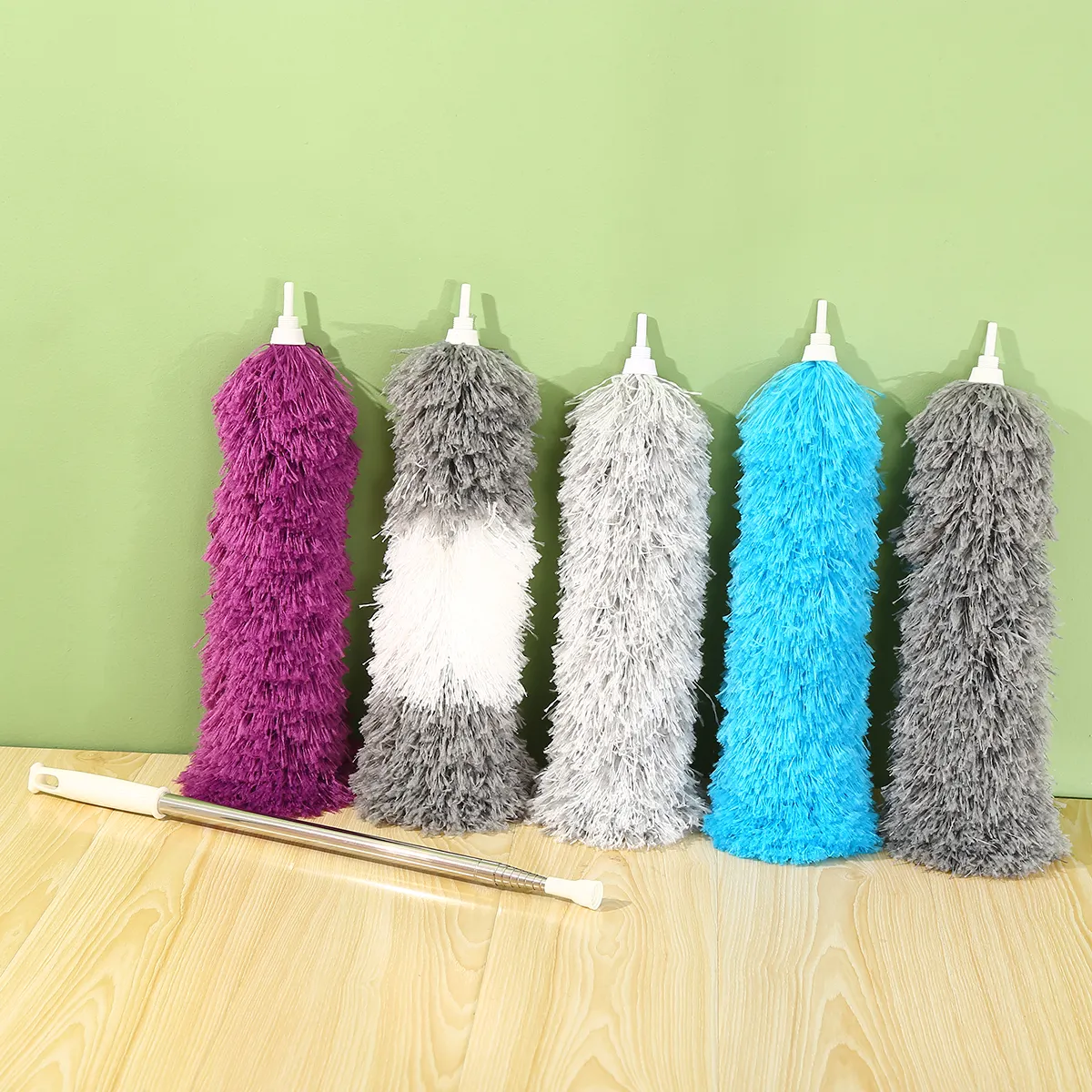 2.8m Telescopic Microfiber Feather Ceiling Duster Versatile Cleaning Tool With Steel Pipe Flexible And Comprehensive