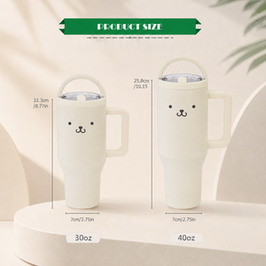 Custom Logo and Cartoon Pattern Stainless Steel <b>Insulated</b> <b>Mug</b> with Handle Reusable Coffee Tumbler - Product Image 2