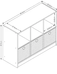 Penyimpanan rak buku dasar 3x2, 3 inci X 2 inci, French Oak Grey/Black rak buku