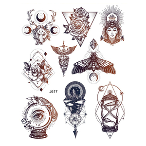 Design di moda di fabbrica colorato adesivo temporaneo per tatuaggio taglie 5 di lusso per il braccio del corpo trucco impermeabile finto tatuaggio temporaneo - Product Image 1