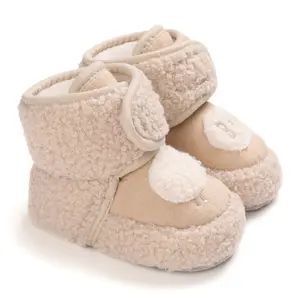 Scarpe invernali per bambini in cotone imbottite in peluche per bambini scarpe da passeggio suole morbide antiscivolo baby prewalker