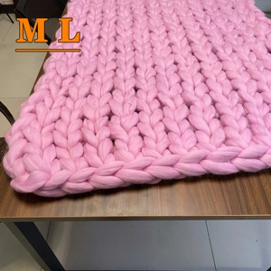 100% मेरिनो ऊन चंकी नरम Roving यार्न कंबल भारी हाथ बुनाई विशाल कंबल - Product Image 1