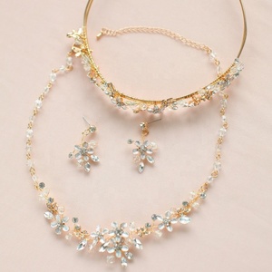Di cristallo di lusso fantasia collana orecchini a goccia Set principessa corona di <span class=keywords><strong>gioielli</strong></span> da sposa per la festa di fidanzamento della ragazza - Product Image 2