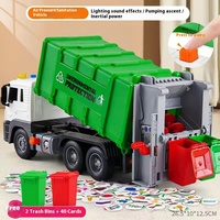 Camión de Basura de Juguete Grande 1:16 con Inercia para Niños, Simulación de Camión de Saneamiento con Contenedor de Basura Inflable y Elevable, Juguete de Limpieza y Recogida de Basura