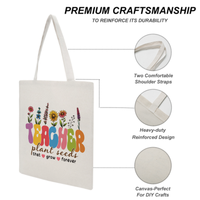 Sac en toile personnalisé Cadeaux d'appréciation des enseignants Cadeau pour la fête des enseignants Sac en toile réutilisable Sac fourre-tout à bandoulière pour femmes Sac en toile