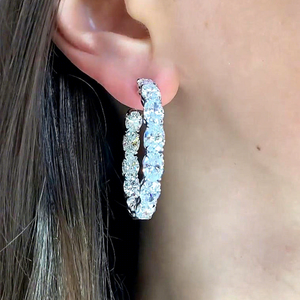 Pendientes de Aro de Lujo con Diamantes Cultivados en Laboratorio, Certificados por IGI, Chapados en Oro de 9k, Corte Ovalado, Eternidad, Grandes, para Mujer - Product Image 1
