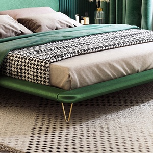 Stile europeo King Size Design moderno velluto <span class=keywords><strong>verde</strong></span> gambe in ferro dorato Design lussuoso <span class=keywords><strong>letto</strong></span> <span class=keywords><strong>matrimoniale</strong></span> - Product Image 5