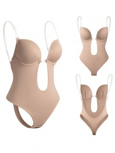 <span class=keywords><strong>Taglie</strong></span> <span class=keywords><strong>forti</strong></span> ShapeWear profondo V cinturino invisibile cinturino reggiseno tuta modellante - Product Image 5