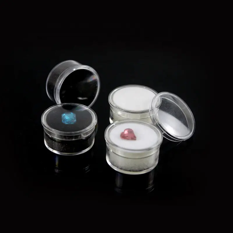 Hot-sale circular small round plastic gemstone boxes diamond display jewelry case jewelry storage box