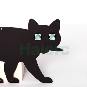 Haierc Handgemaakte Zwarte Kat Silhouet Metalen Ambachtelijke Reflecterende Marmeren Ogen Kat Scarer Ongedierte Bescherming Stalen Afschrikmiddel Voor Vogel - Product Image 1