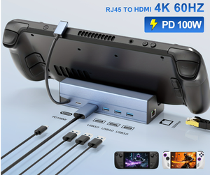 Docking Station for Steam Deck 4k HD 6 in 1 <b>HUB</b> USB Type <b>C</b> to HDTV 4K 60Hz RJ45 USB 3.0 SteamDeck Charging - Product Image 2