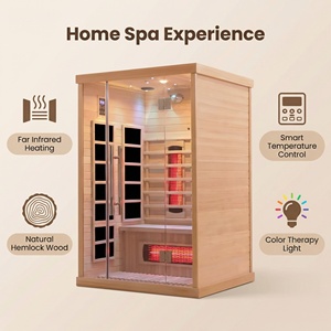 Sauna Sec Commercial pour 2 Personnes avec Lumières Électriques, Thérapie par Infrarouge Lointain à Faible EMF, <span class=keywords><strong>en</strong></span> <span class=keywords><strong>Bois</strong></span> Massif, et Espace <span class=keywords><strong>de</strong></span> Détente - Product Image 4