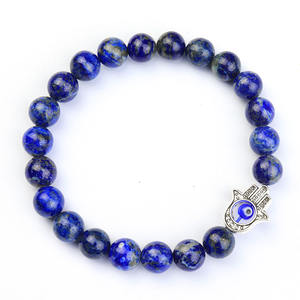 Heil kristall Runde Edelsteine Fatima Hand und Devil's Eye Perlen Armband, langlebige elastische Stretch Cord Edelstein Armbänder, 8mm - Product Image 5