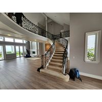 Escaliers incurvés en fer forgé personnalisés, luxueux et magnifiques, avec éclairage LED pour la maison, provenant d'un fournisseur d'escaliers de Foshan