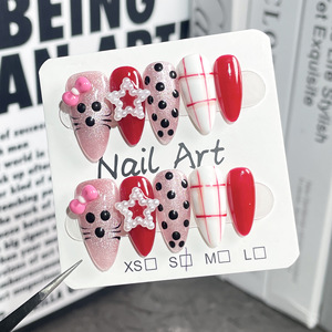 Nuevo Producto Lanzado, <span class=keywords><strong>Uñas</strong></span> Decoradas con Serpiente <span class=keywords><strong>Rosa</strong></span> <span class=keywords><strong>y</strong></span> Estrellas Celestiales Grabadas en Plata, Hechas a Mano - Product Image 2