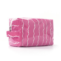 Nouvelle conception 2026 : Trousse de toilette étanche en PVC, organiseur de maquillage, étui de voyage tendance à imprimé vague, sac de rangement cosmétique