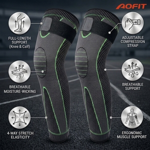 Aofit Outdoor Sports Compression Knee Sleeve-Flexible Breathable Lightweight Nylon/Spandex Drawstring Closure Professional - Product Image 1