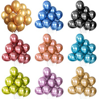 Vente en gros de ballons en latex chromés métalliques de 10 pouces, lot de 20 ballons brillants pour la décoration de fête d'anniversaire, de mariage, de Noël