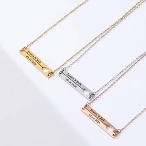 Collar Rectangular de Corazón de Melocotón, Accesorios de Adorno de Acero Inoxidable con Letras de <span class=keywords><strong>Amor</strong></span>, <span class=keywords><strong>Familia</strong></span> DIY - Product Image 5