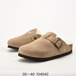 Sandales plates en fourrure douillette d'<span class=keywords><strong>hiver</strong></span> pour femmes, style <span class=keywords><strong>Birkenstock</strong></span>, semelle épaisse, chaussures de plateforme, pantoufles - Product Image 6