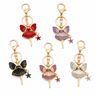 Porte-clés en gros avec strass, ballerine en cristal, danseuse de ballet, breloque de sac mignonne, pendentif en métal pour filles