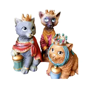 Özel el yapımı sıcak satış kedi doğuş seti, dini noel dekorasyon Kitty kedi doğuş Scene'