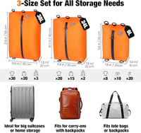 YK Lot de 3 cubes de rangement sous vide étanches IP68 de 30-40L avec pompe pour valise et sac à dos de voyage