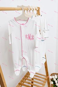 Conjunto de Ropa para Bebé Recién Nacido, 100% Algodón Peinado, con Ribete de Picot, <span class=keywords><strong>Pijama</strong></span>, Gorro, Personalizado, Traje de <span class=keywords><strong>Hospital</strong></span> para Bebé - Product Image 6