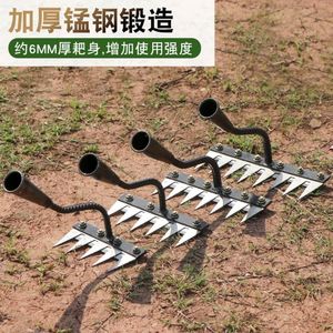 Manganese Steel Rake 5 6 7 8 Teeth Powder Coated Black Paint Farming Tool Weeding Tilling Hoe Industrial Grade - Product Image 4