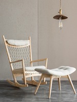 Fauteuil à bascule d'inspiration vintage, fauteuil artistique en corde tressée, décoration tendance pour la maison, lit de repos inclinable pour véranda et pelouse